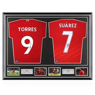 (LIMITED) Fernando Torres & Luis Suarez Signed Liverpool Shirts In Classic Dual Frame