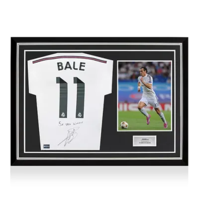 (LIMITED) Gareth Bale Back Signed Real Madrid 2014-15 Framed Home Shirt 